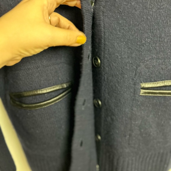 Madewell lambs wool w/ 100% leather trim pockets & elbow patches Size XS cardi - Picture 11 of 16